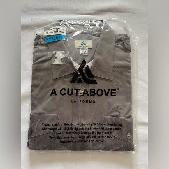 A Cut Above Men’s Pilots Brooks Uniform Short Sleeve Shirt in Gray, size 16.5 - Picture 4 of 6